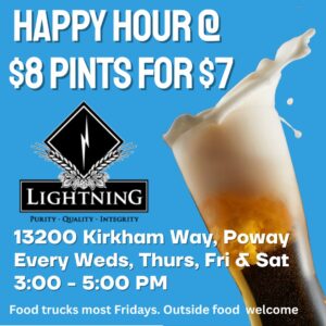 LIghtning Poway Brewery Happy Hour