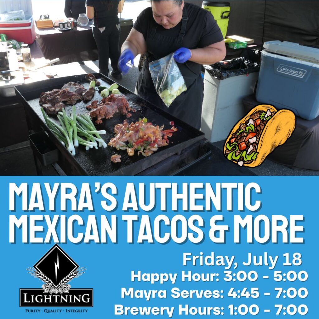 Mayra's authentic Mexican tacos at Lightning brewery for Poway Happy Hour