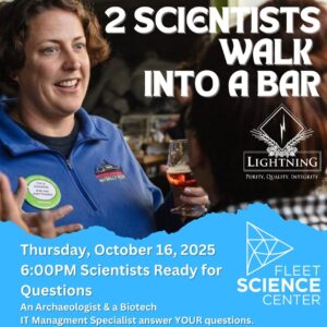 Reuben fleet's 2 Scientists Walk into a bar promotion where scientists talks to beer enthusiast