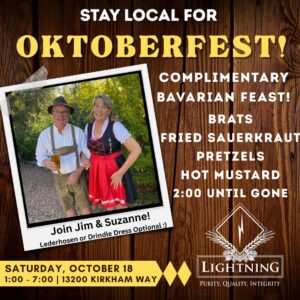 Suzanne and Jim celebrate oktoberfest in Poway at Lightning Brewery